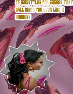Hairstyle for short hair on saree for wedding